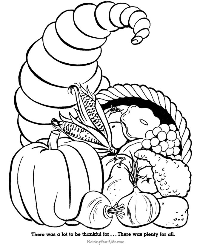 Thanksgiving cornucopia coloring pages
