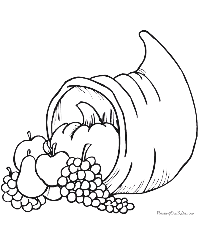 Thanksgiving cornucopia coloring page