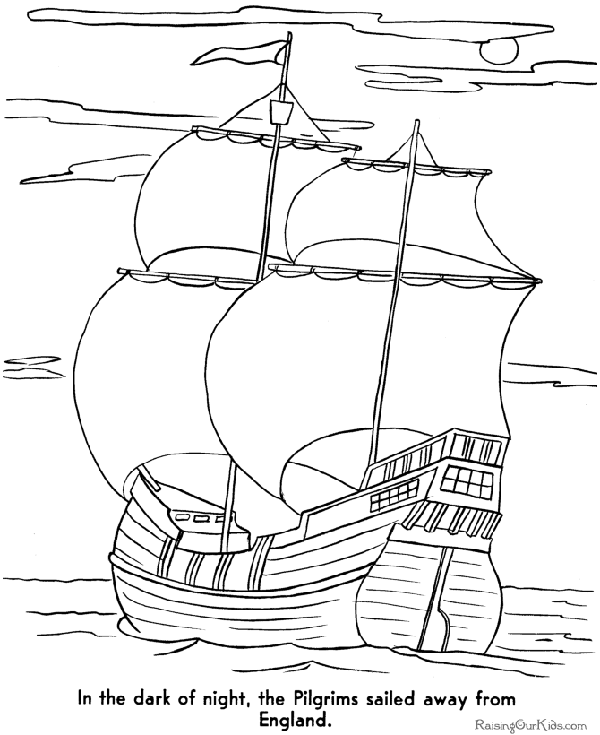 Free Pilgrims Mayflower coloring pages