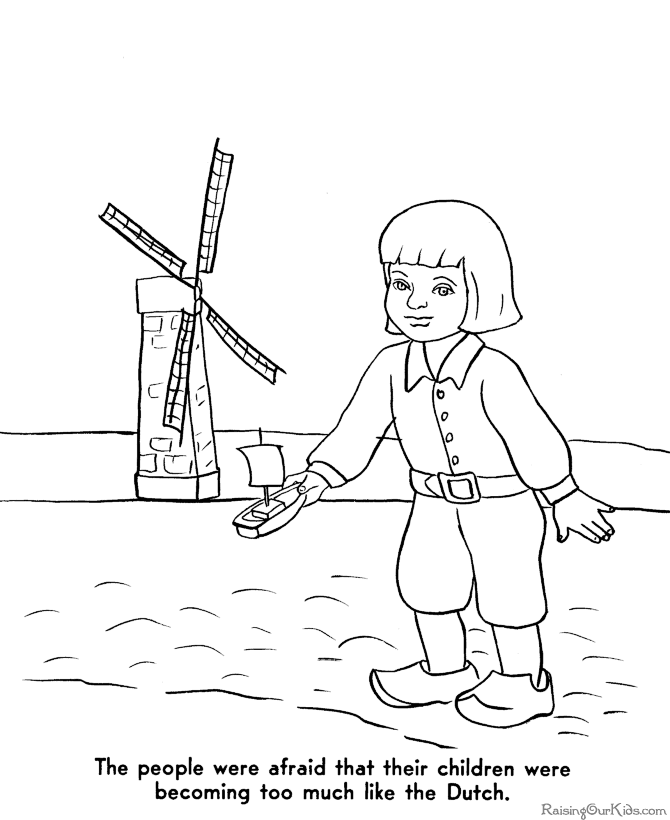 Printable Pilgrim history coloring pages