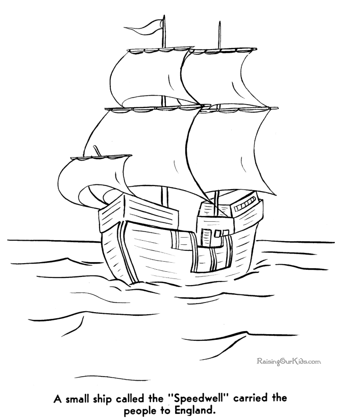 Pilgrims to America coloring pages