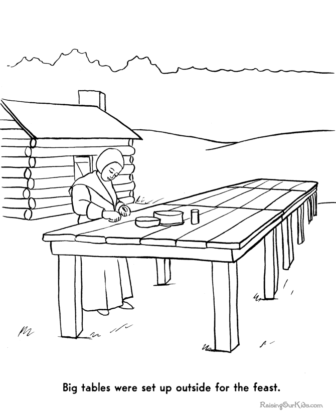 Pilgrims Thanksgiving food coloring pages