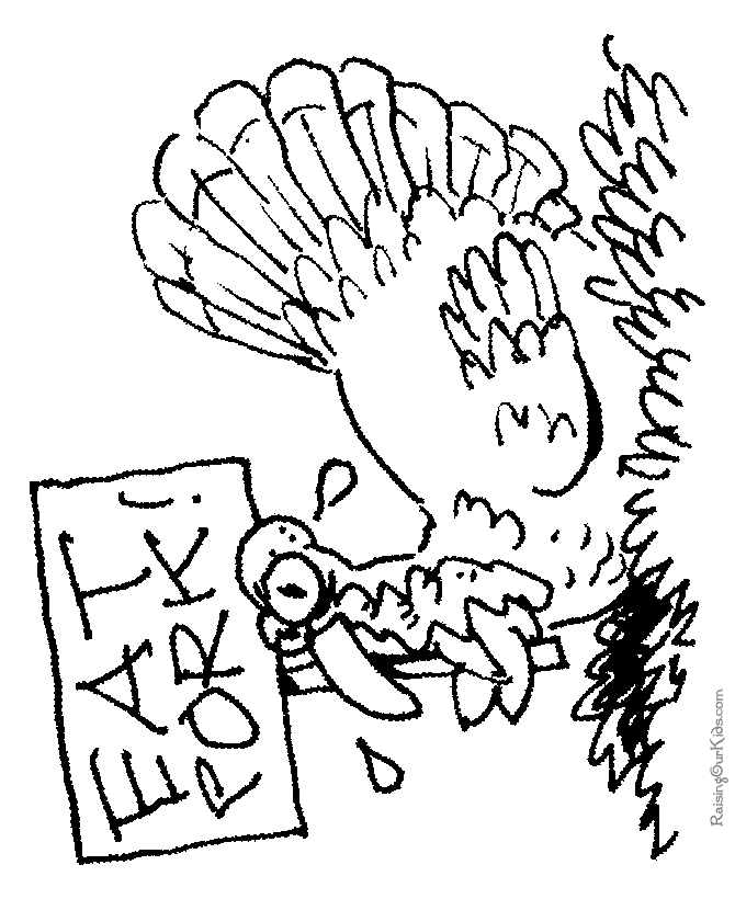 Funny turkey Thanksgiving coloring pages