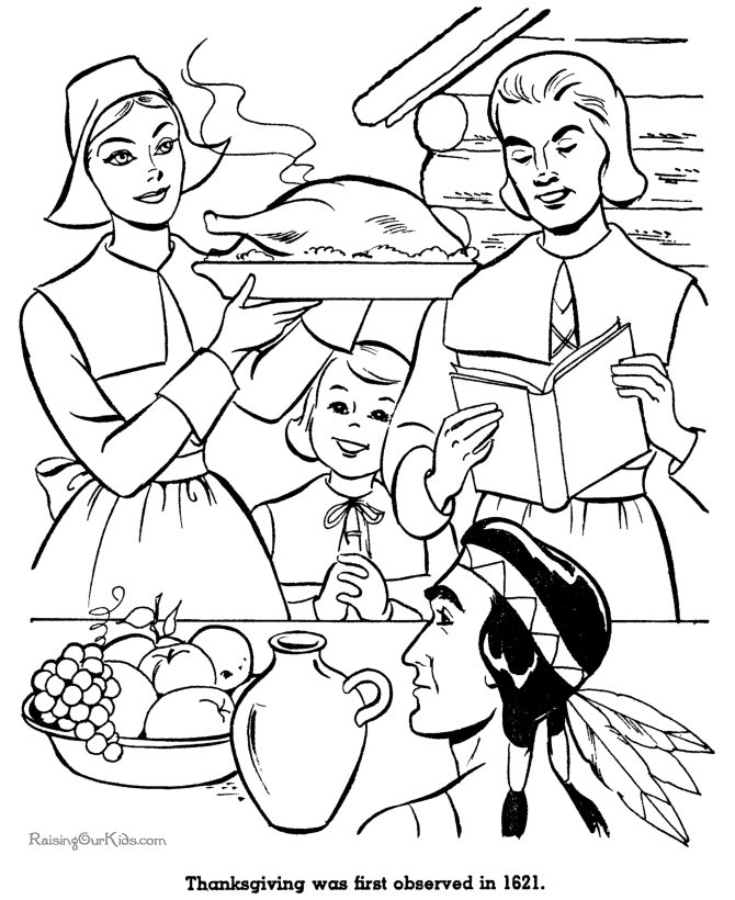 First Thanksgiving dinner coloring pictures