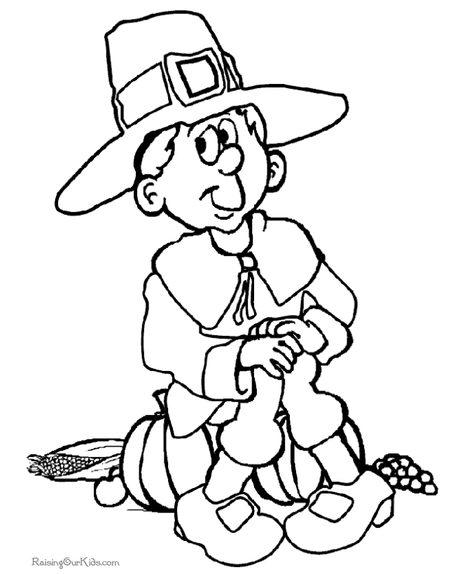 Thanksgiving kid coloring pictures