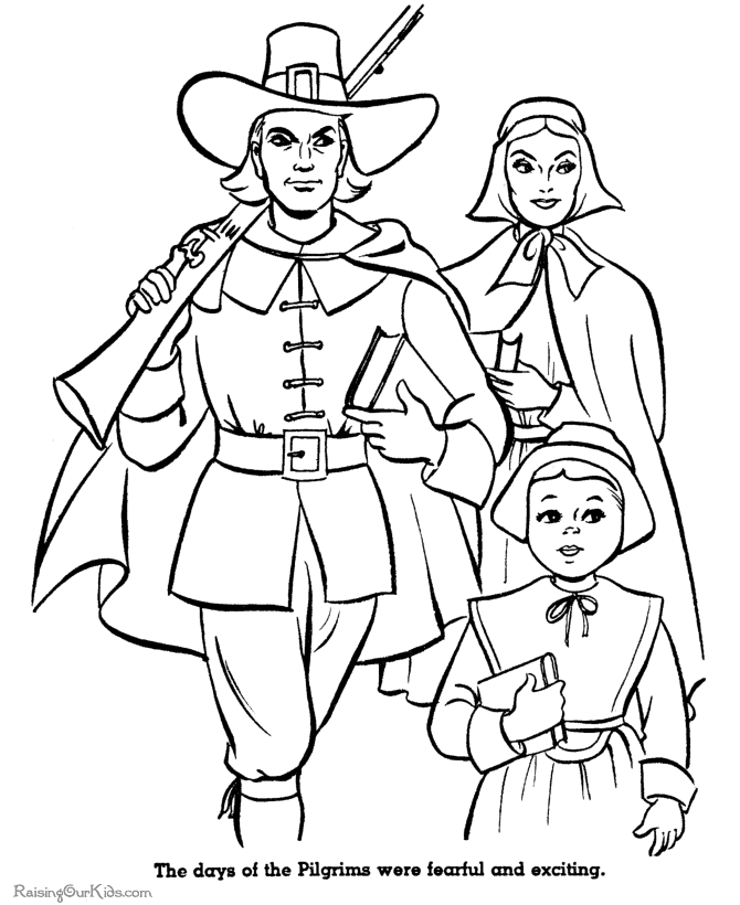 Thanksgiving Pilgrim printable coloring sheets